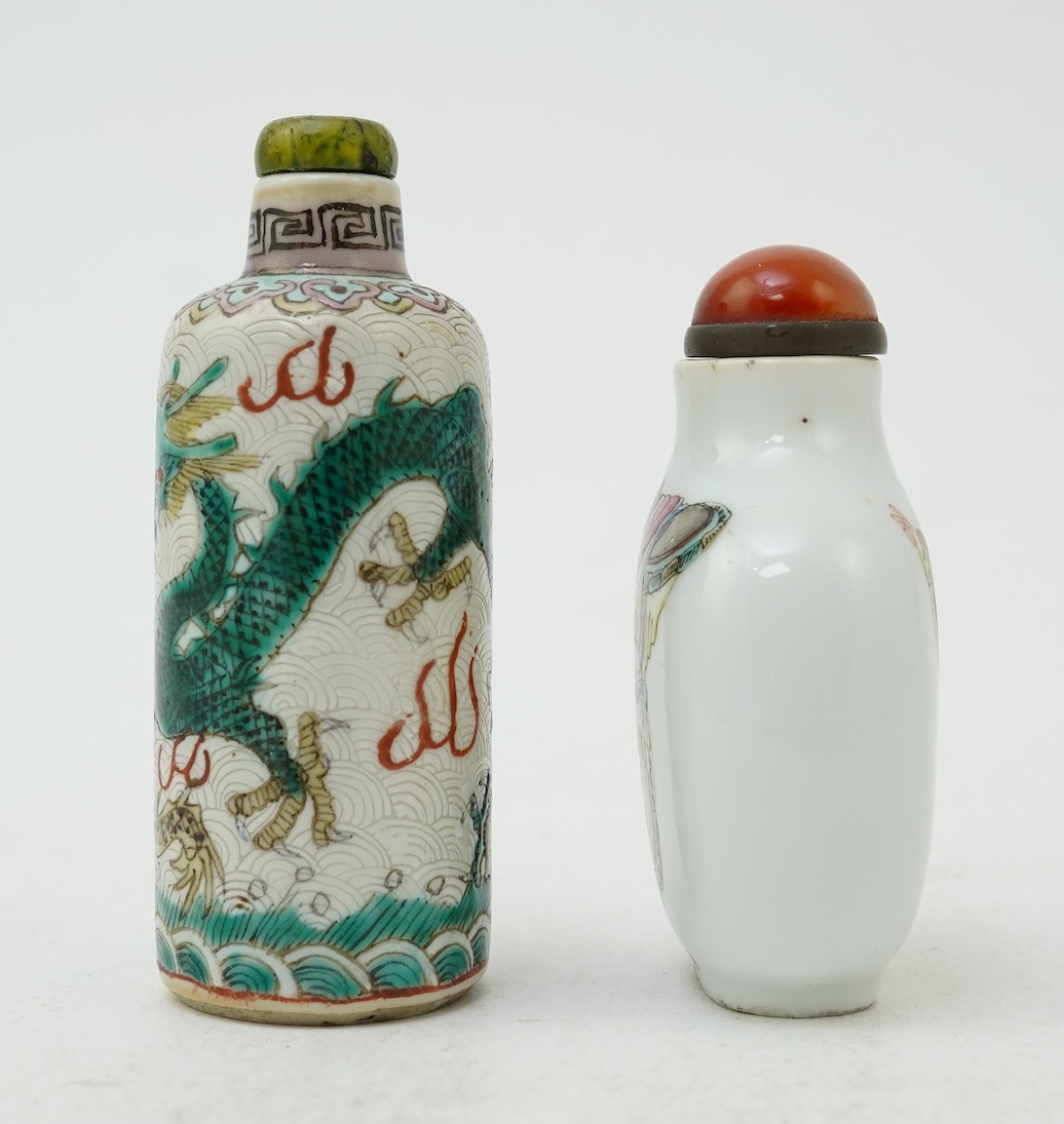 Two Chinese enamelled porcelain snuff bottles, 19th century